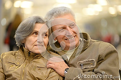 Senior couple at airport