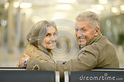 Senior couple at airport