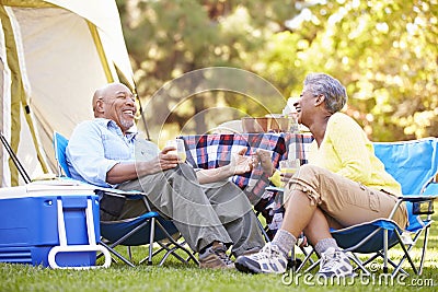 Senior Couple Enjoying Camping Holiday