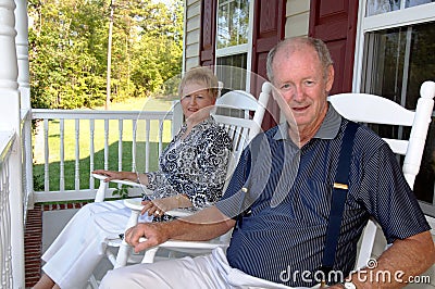 Senior couple on front porch