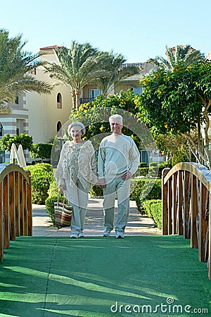 Senior couple at hotel resort