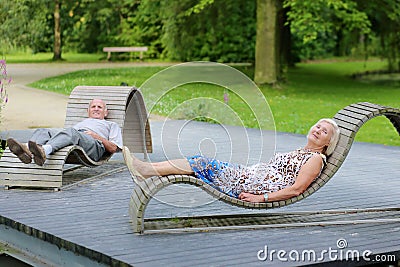 Senior couple relaxing in the park