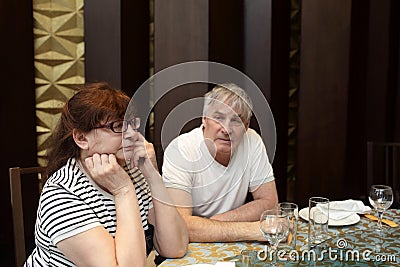 Senior couple in restaurant