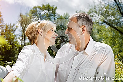 Senior couple in spring outdoors