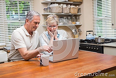 Senior couple using the laptop together