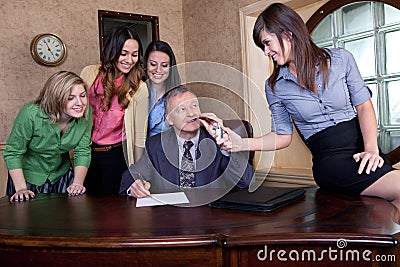 Senior executive signing a big contract