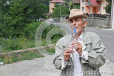 Senior with a flute