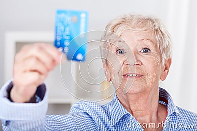 Senior lady with credit card