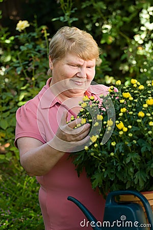 Senior lady in garden