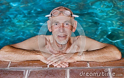 Senior man in swimming pool