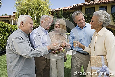 Senior People Toasting In Garden
