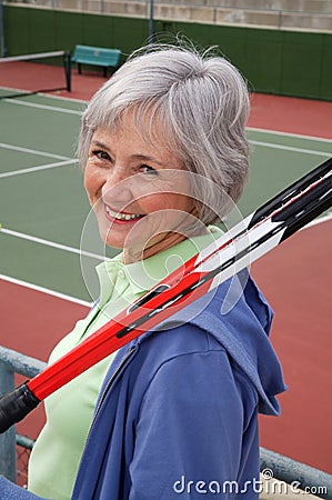 Senior Playing Tennis