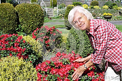 Senior woman enjoying her garden