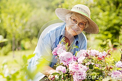 Senior woman in garden