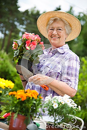 Senior woman gardening