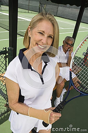 Senior Woman Ready To Play Tennis