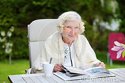 Senior woman relaxing in the garden