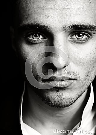 Sensual man with beautiful face and eyes