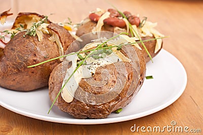 Serving of Baked Jacket Potatoes