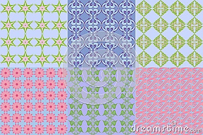 Set of abstract floral geometric patterns