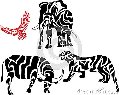 Set of african animal silhouettes