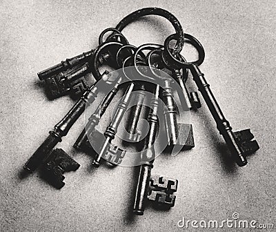 Set of antique keys (b&w)