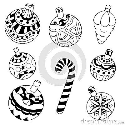 set of christmas toys stock vector image 62779198 zentangle christmas balls
