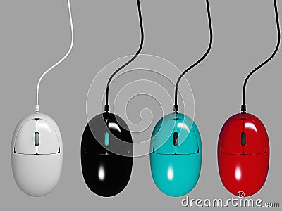 Set of colorful computer mouses