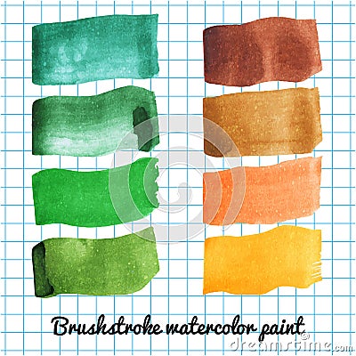 Set of colorful watercolor brush strokes