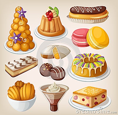 Set of french desserts