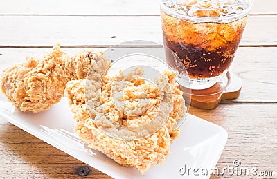 Set of fried chicken with cola drink