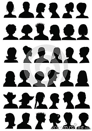 Set of head silhouettes