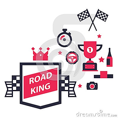 Set of icons for registration of motor racing