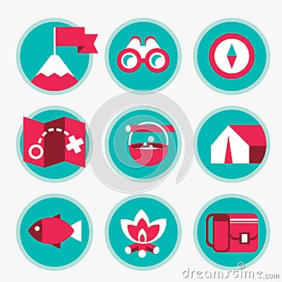 Set of icons of tourism and recreation