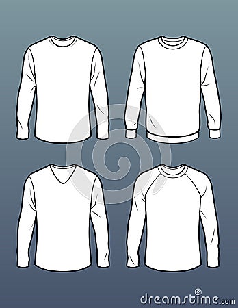 Set of 4 long sleeve t shirt templates