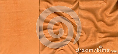 Set of orange suede leather textures