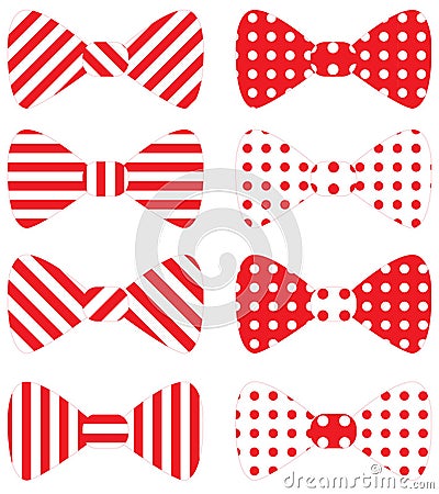 Set of red vector bow ties