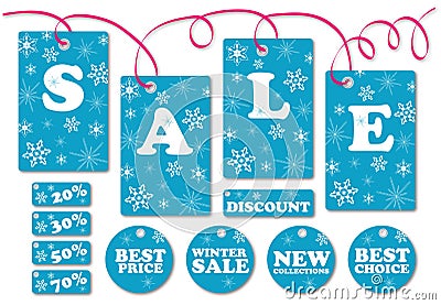 Set of season sale labels and symbols