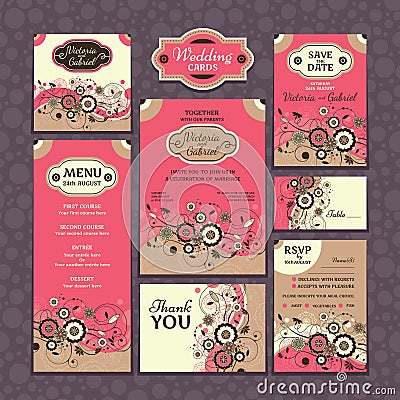 Set of wedding cards