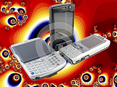 Several Modern Mobile Phones Psychedelic