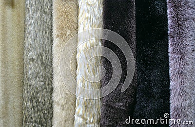 Several samples of artificial fur