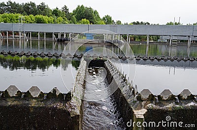 Sewage treatment sedimentation. Drinkable water