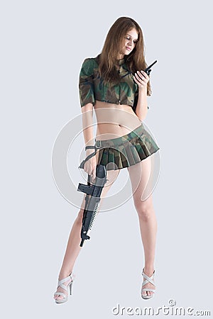 Sexy girl with gun