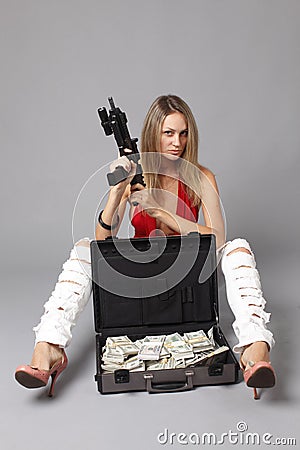 Sexy woman with gun