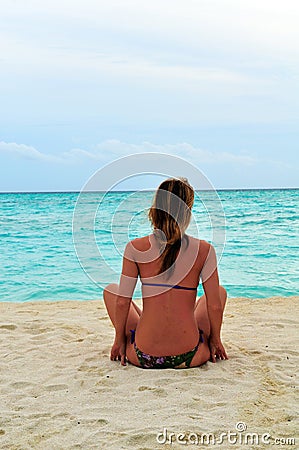 Sexy woman watching indian ocean