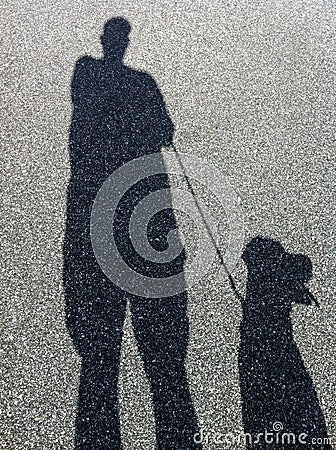 Shadow of Man and Dog Walking