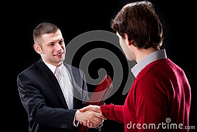 Shaking hands with a client