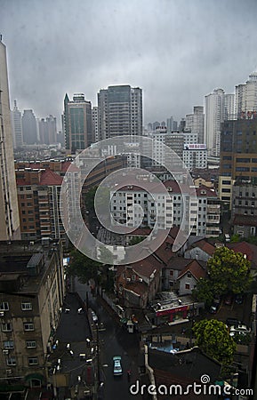 Shanghai contrasts between highrise and slum