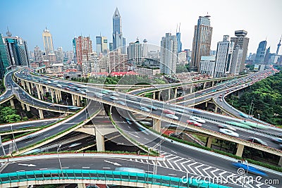 Shanghai elevated road junction and interchange overpass