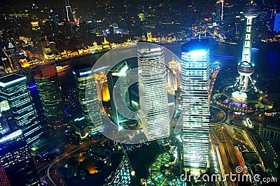 Shanghai night view overlooking the